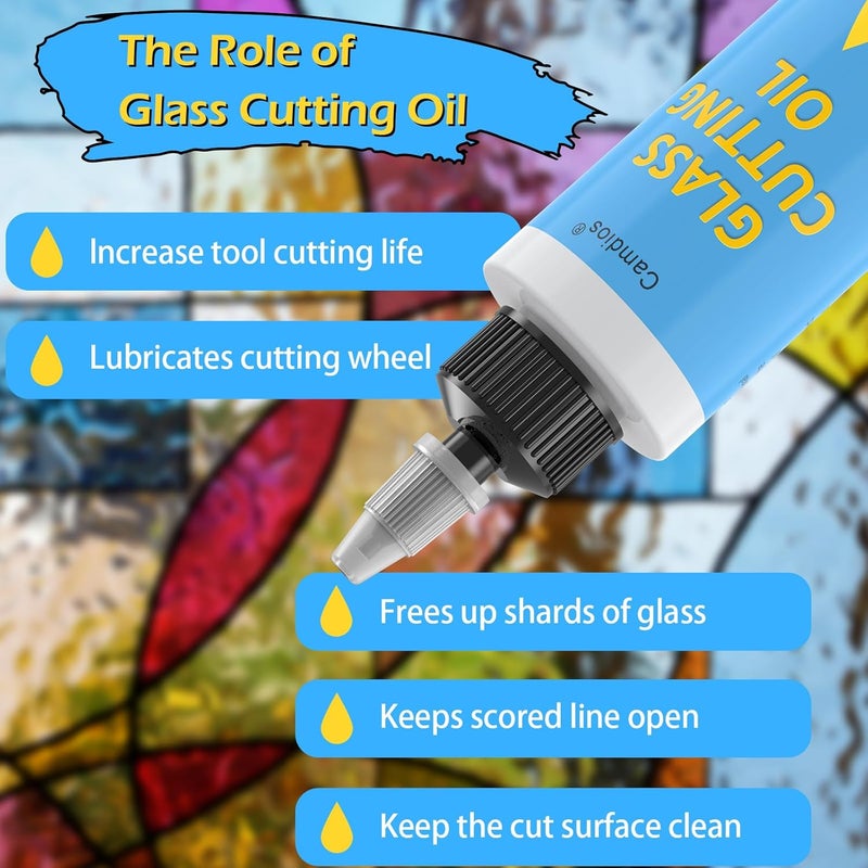 Camdios Glass Cutting Oil with Precision Application Top, Suitable for an Array of Glass Cutter and Glass Cutting Tools, 4 oz Premium Glass Cutting Oil for Glass Cutters/Tiles/Mirrors/Mosaic - by - Image 3